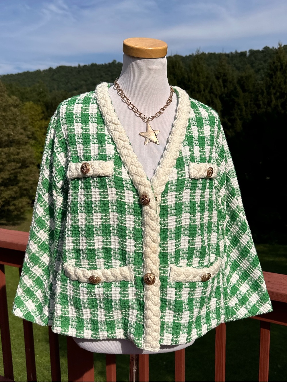 Tuckernuck Clodagh Jacket Cream & Green Tweed